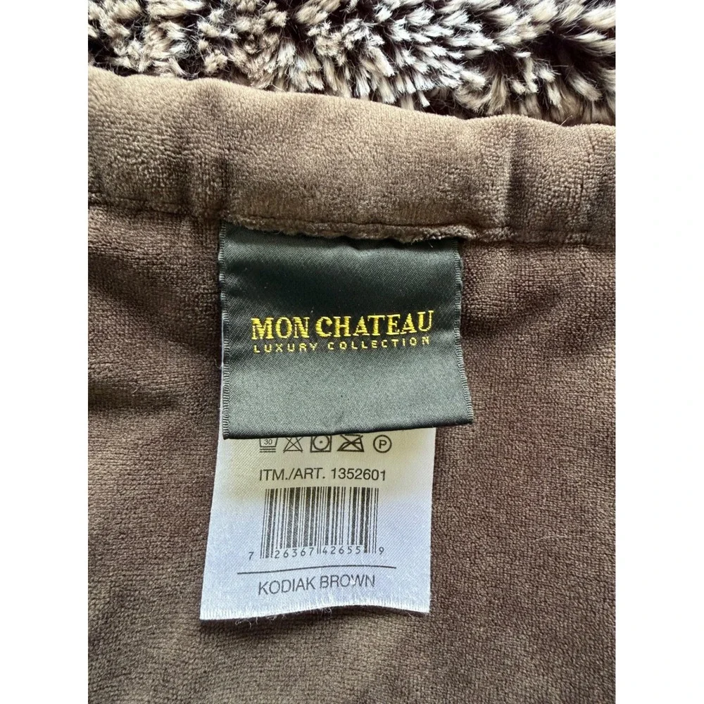 MON CHATEAU‎ Luxury Collection Kodiak Brown Plush Velour Fleece Throw Blanket